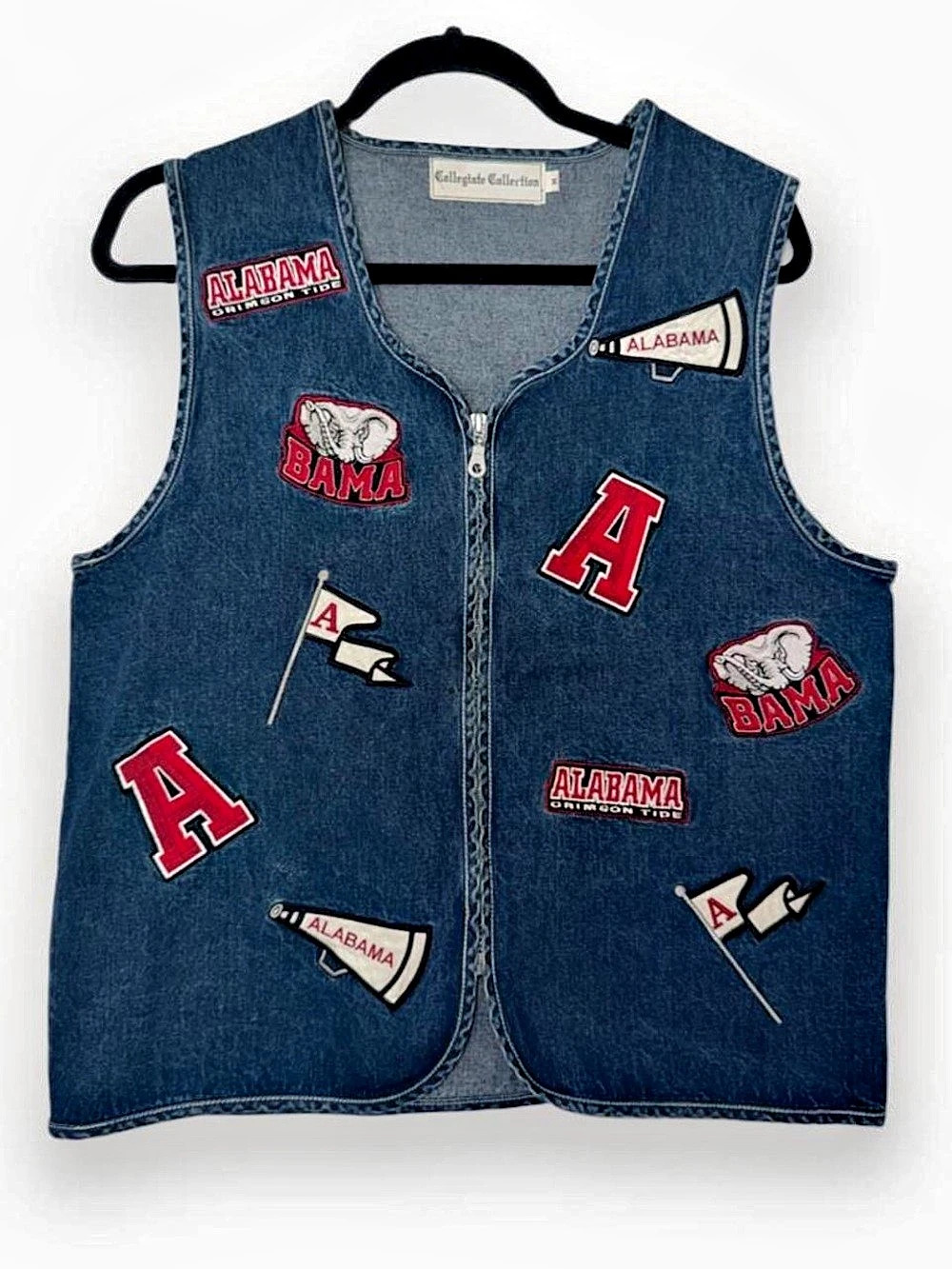 Vintage University of Alabama embroidered denim vest size medium
